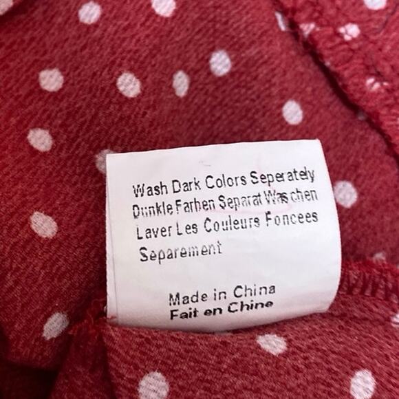 Relipop Red White Short Sleeve Polka Dots Ruffle V Neck Mini Wrap Dress Size XL - Picture 4 of 4